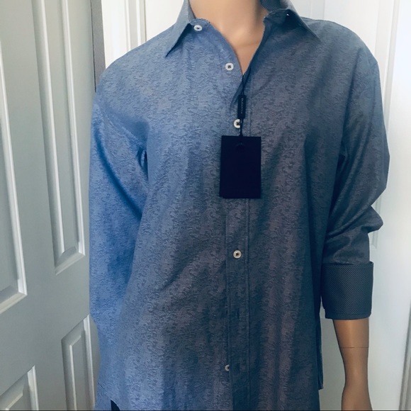 New Bugatchi Floral Tech Long-Sleeve Sport Shirt - Picture 6 of 17